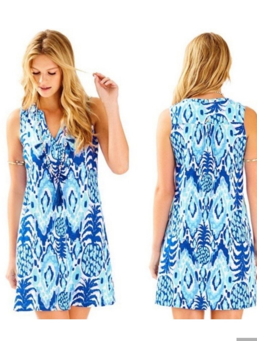 Lilly Pulitzer Dev Blue & Aqua Printed Sleeveless Mini Dress
